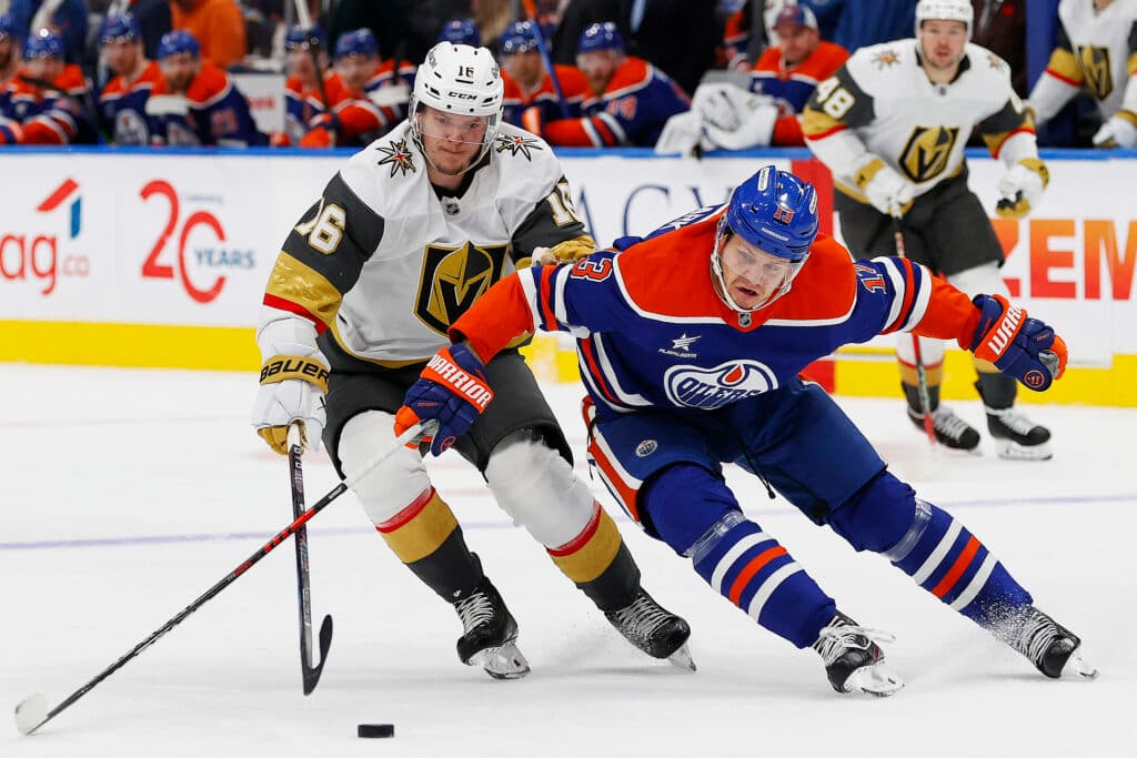 Edmonton Oilers Mattias Janmark against Vegas Golden Knights