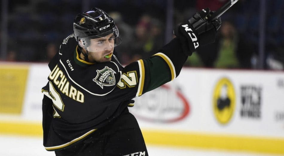 Evan Bouchard scores in first game back with the London Knights
