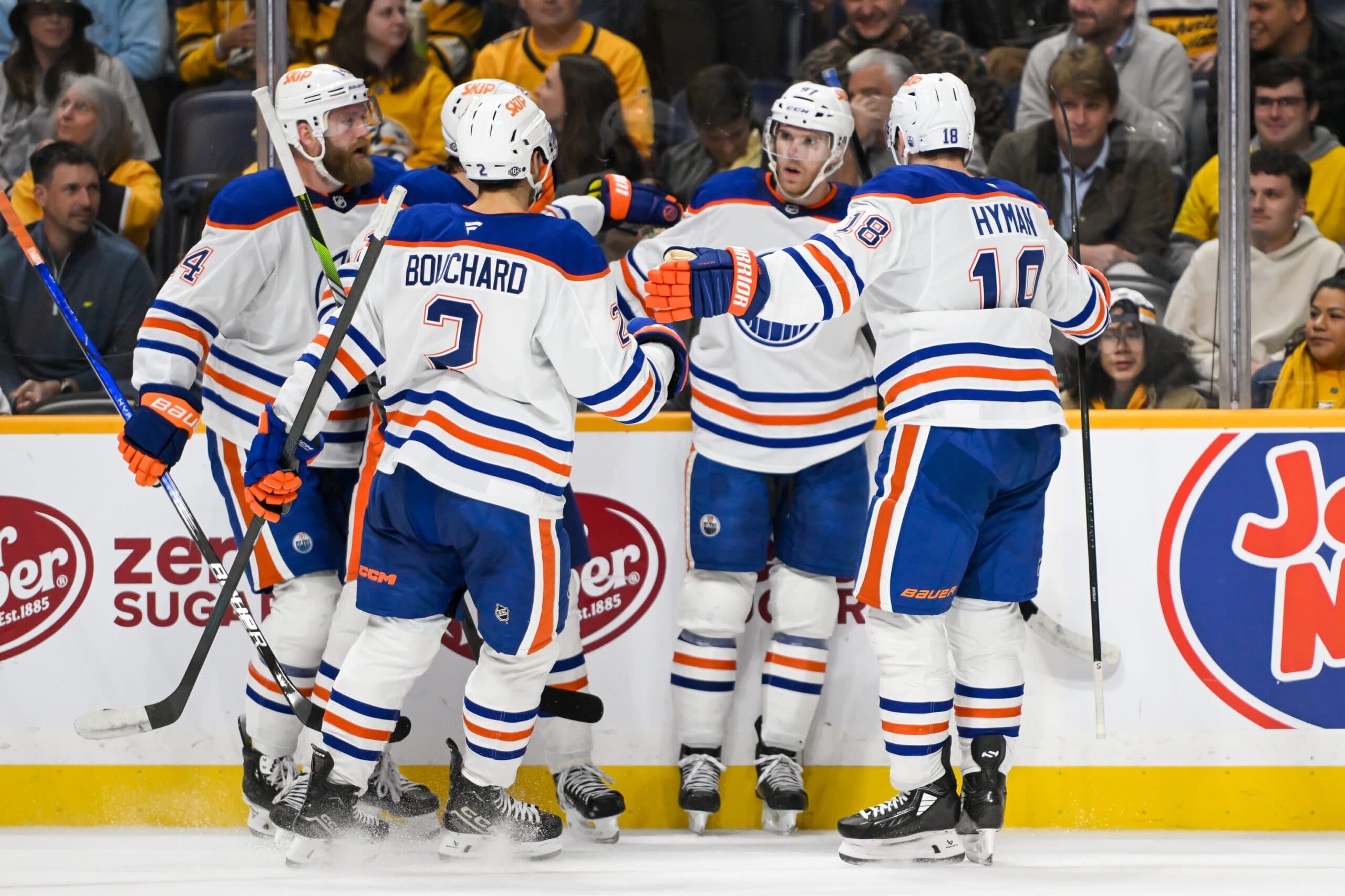 Edmonton Oilers celebrate goal