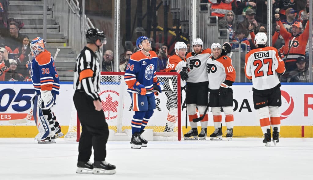 Edmonton Oilers Philadelphia Flyers Calvin Pickard Bobby Brink