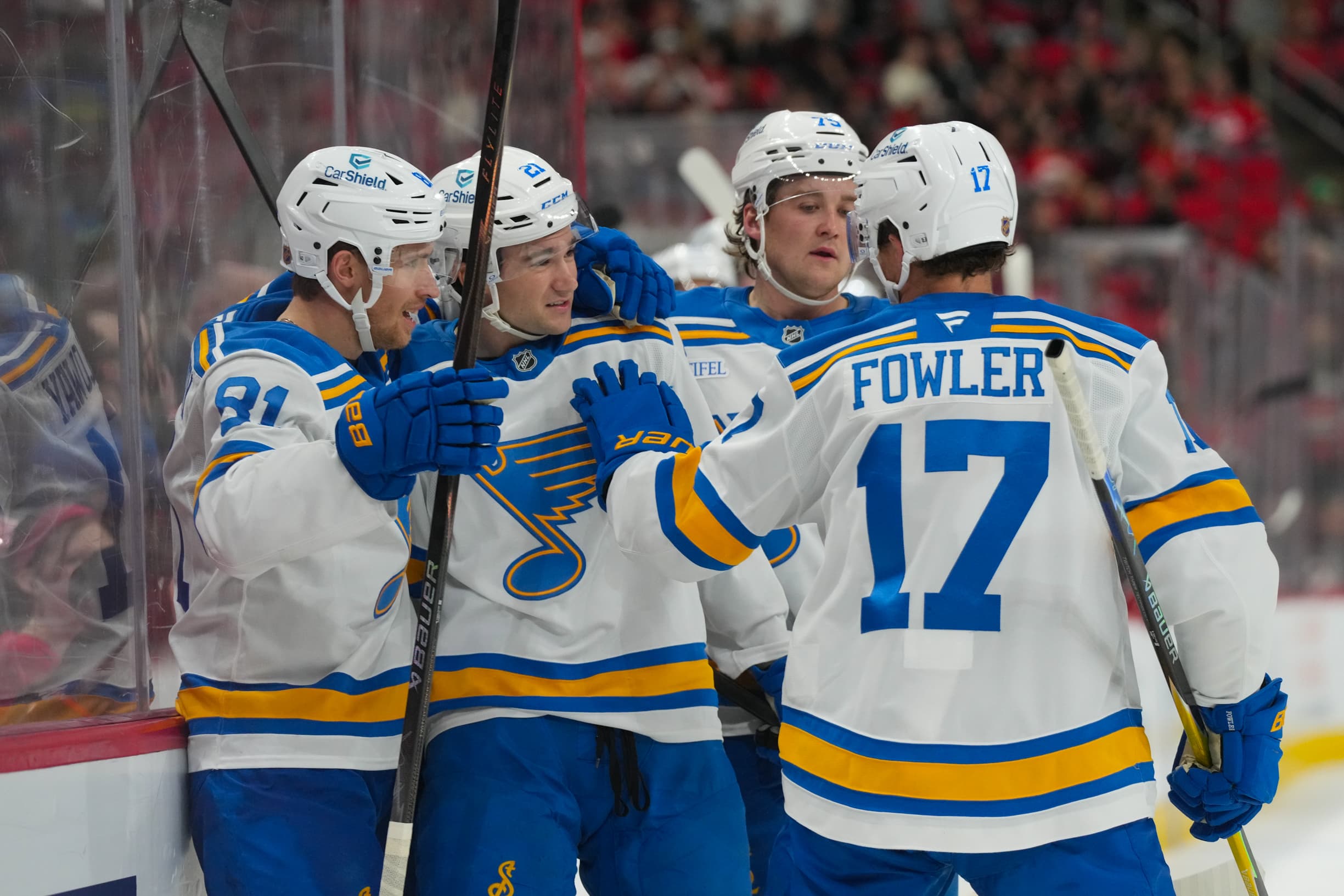 St. Louis Blues Dylan Holloway Jimmy Snuggerud