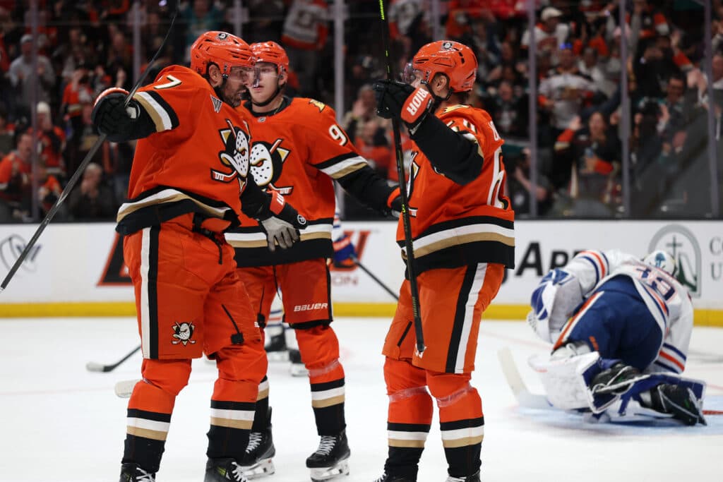 Anaheim Ducks celebrate goal