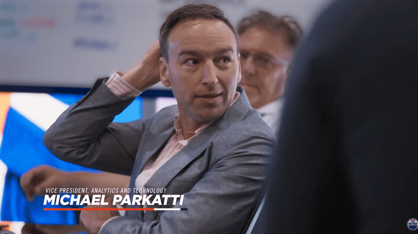 Michael Parkatti during the latest of episode of The Drop, the Oilers+ behind-the-scenes show. CREDIT: Edmonton Oilers.