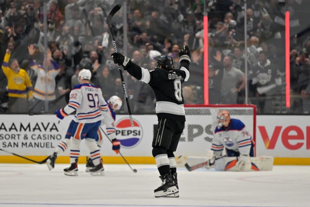Los Angeles Kings Drew Doughty celebrates goal Edmonton Oilers