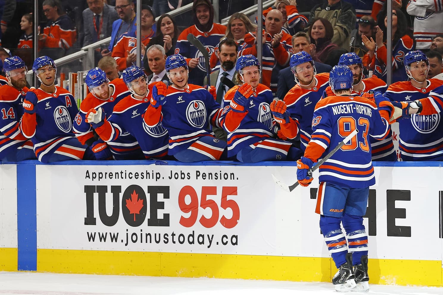 Edmonton Oilers Ryan Nugent-Hopkins celebrates goal