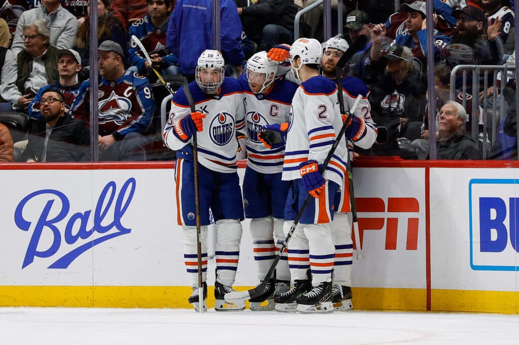 Edmonton Oilers celebrate goal from Connor McDavid