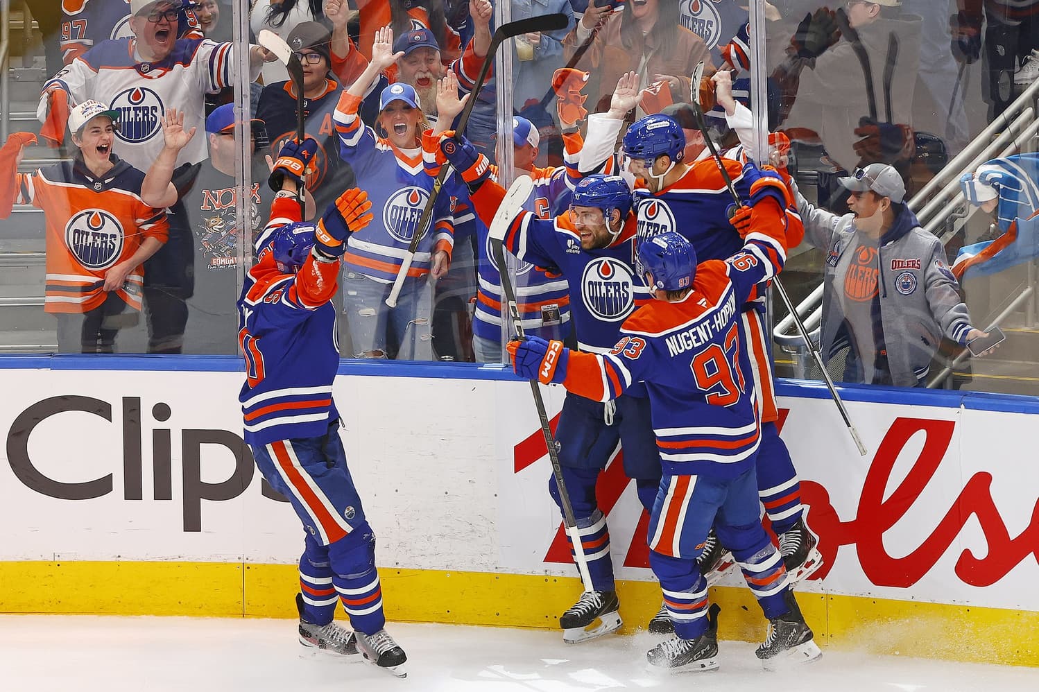 Edmonton Oilers Leon Draisaitl celebrates overtime goal