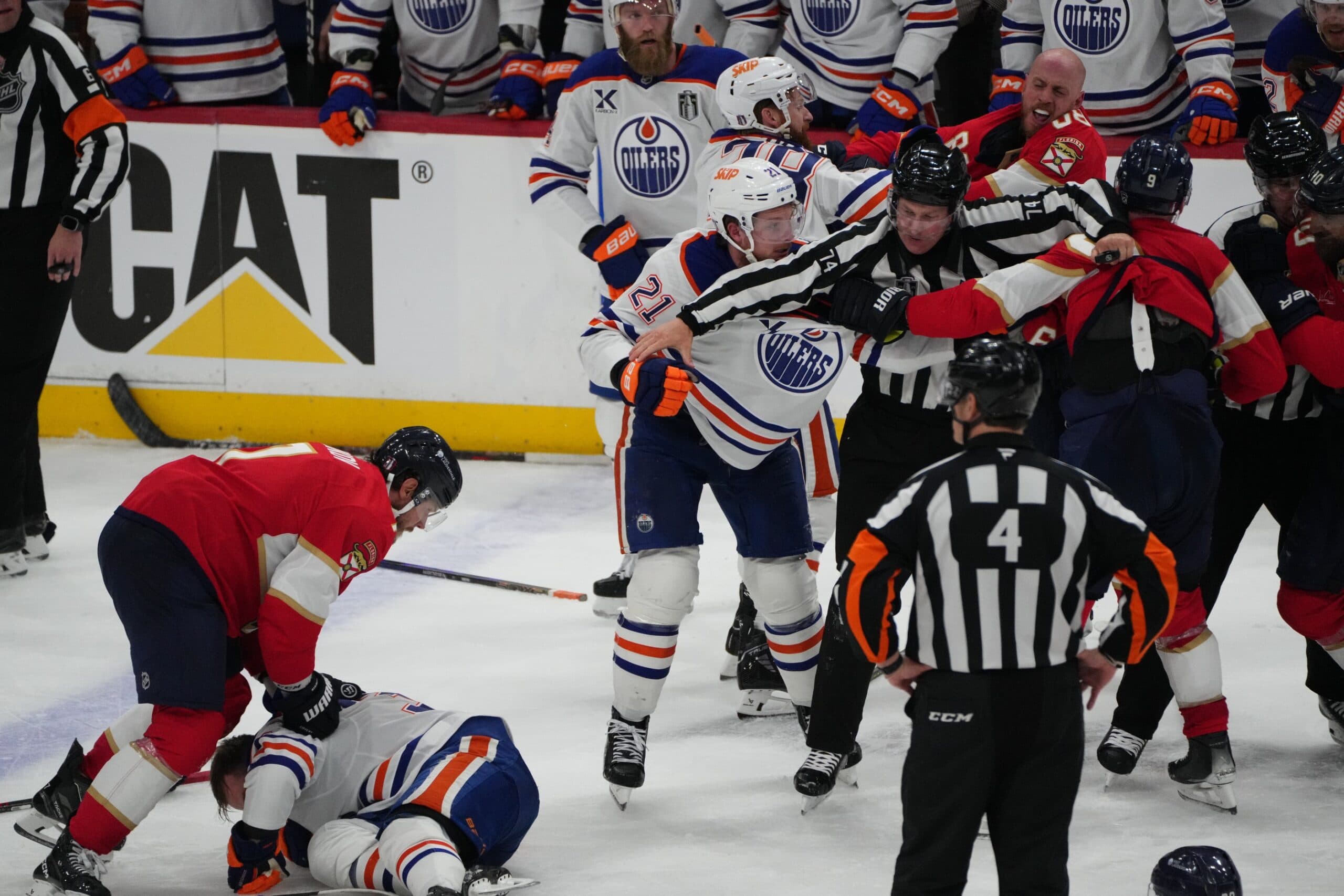 Edmonton Oilers and Florida Panthers Line Brawl
