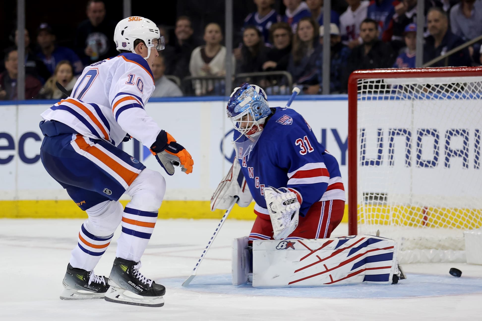 Edmonton Oilers Trent Frederic scores New York Rangers