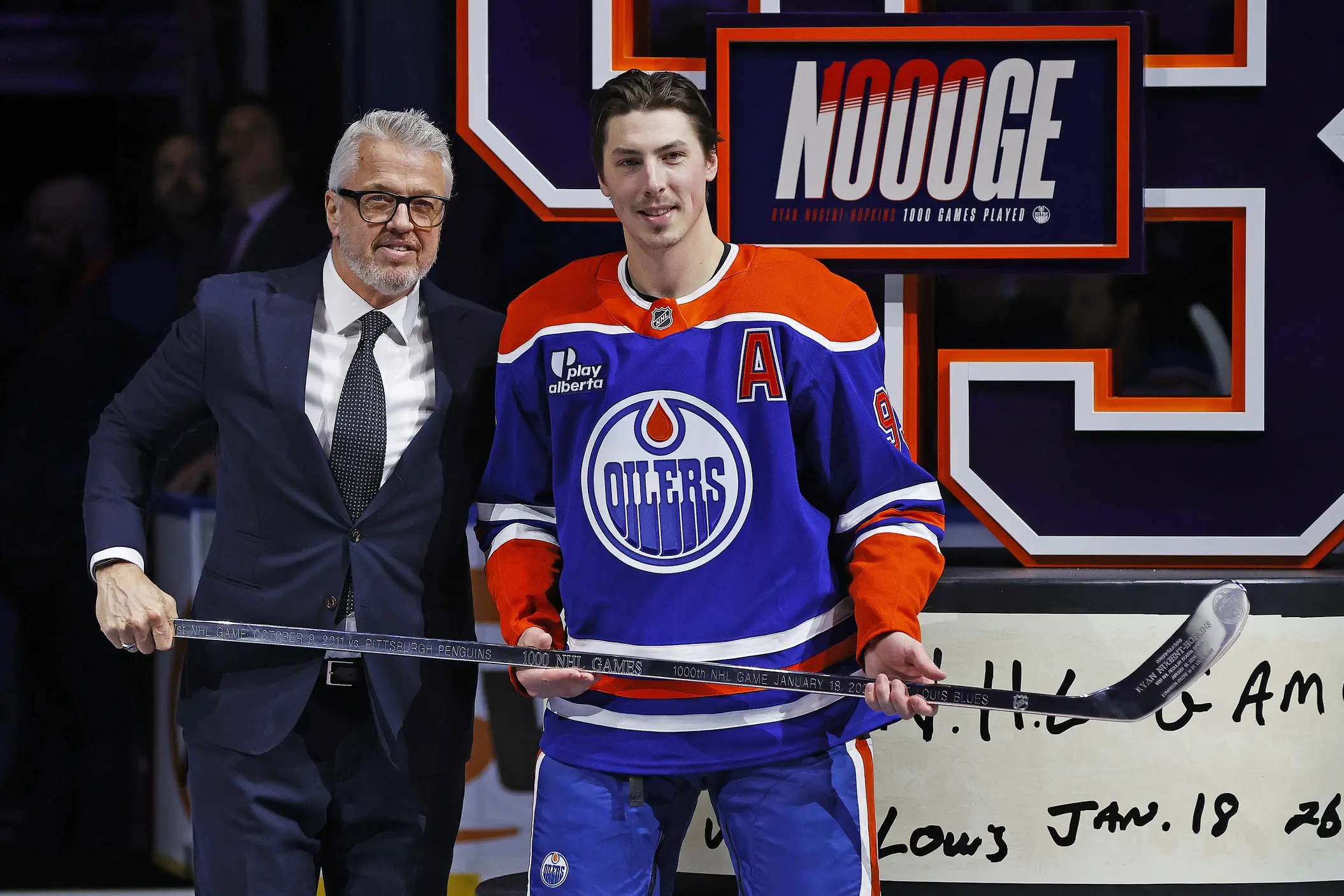 Edmonton Oilers Ryan Nugent-Hopkins 1000th game