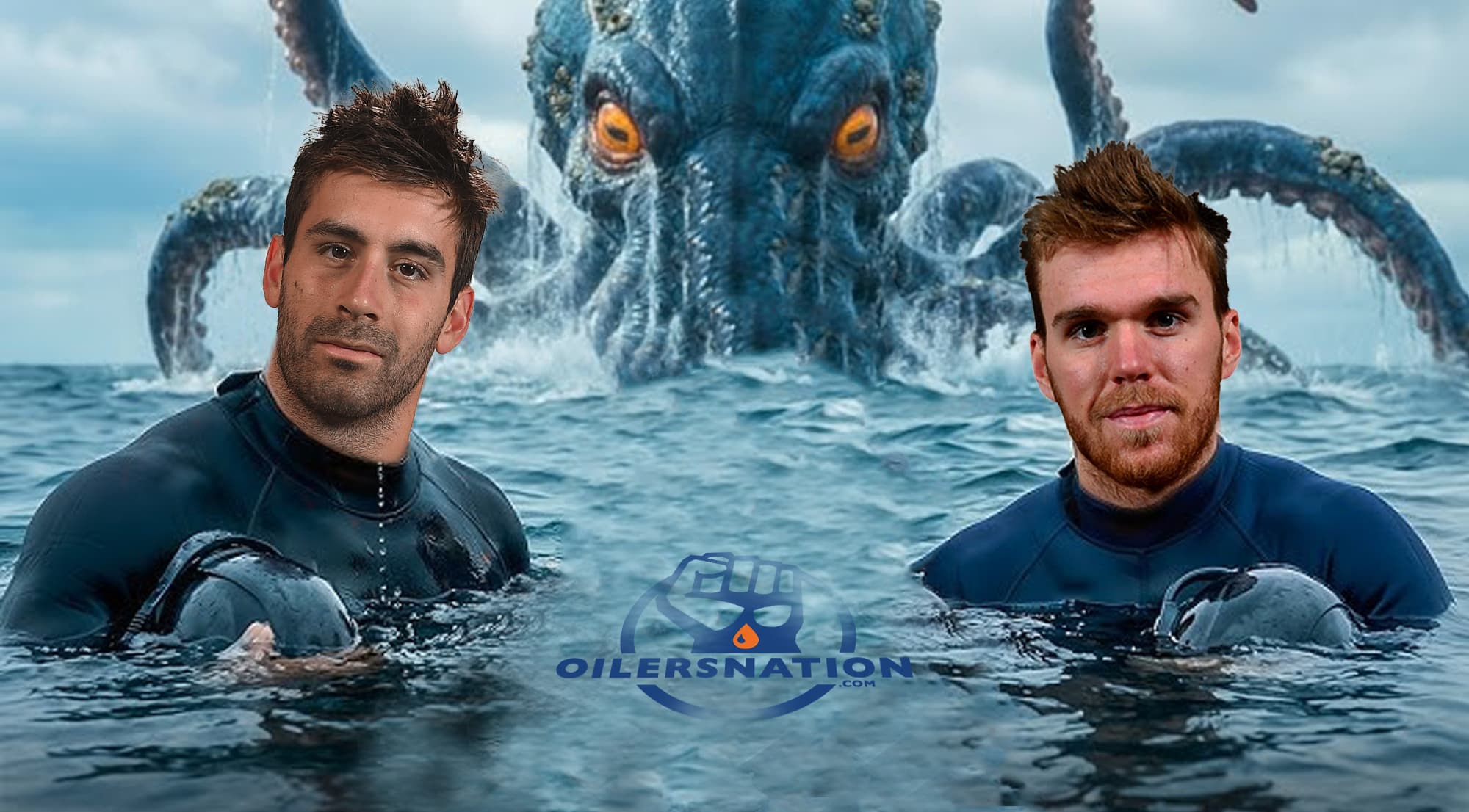 GDB 75 Edmonton Oilers Evan Bouchard Connor McDavid Seattle Kraken Photoshop