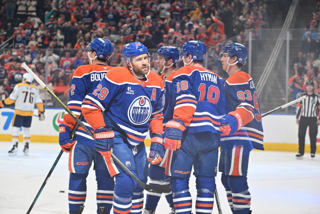 Edmonton Oilers celebrate goal