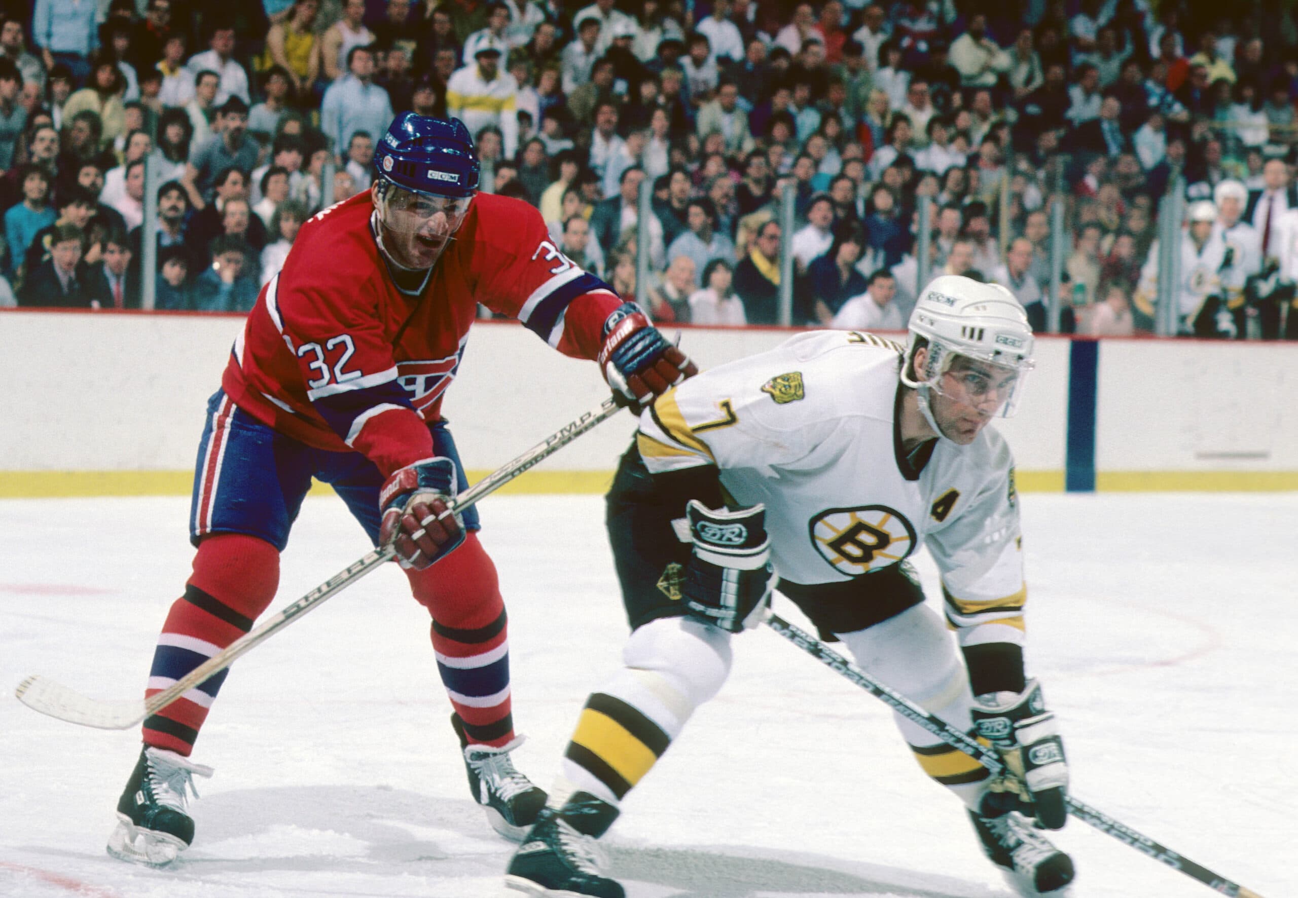 Former NHL star Claude Lemieux is seen playing for the Montreal Canadiens.