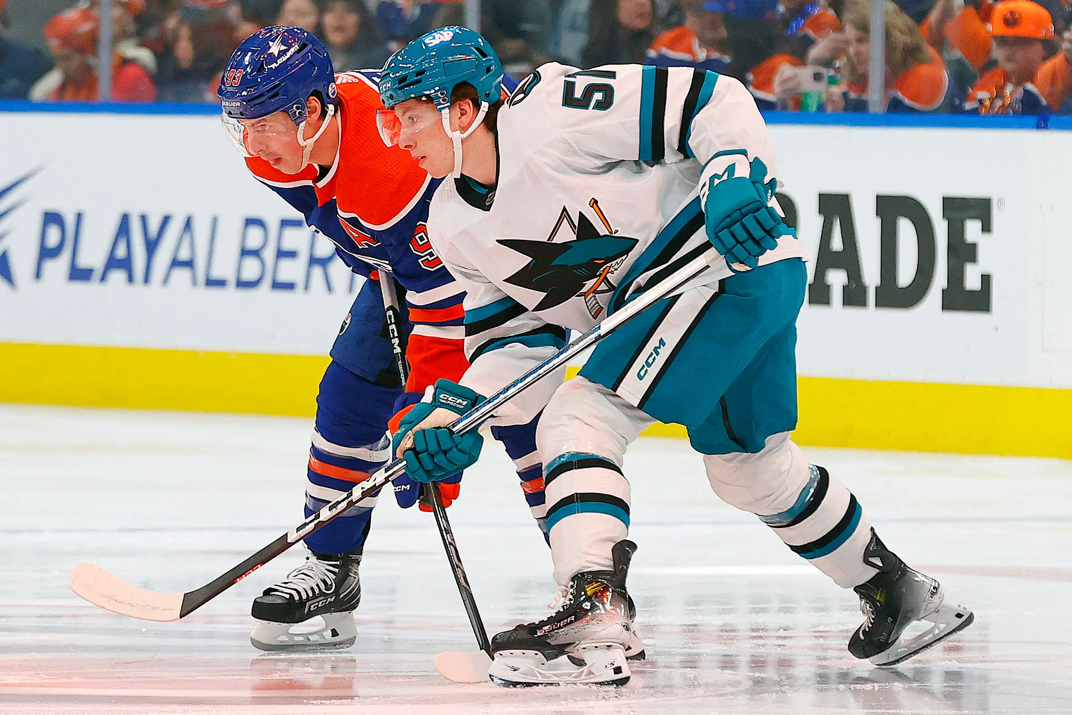 San Jose Sharks Collin Graf Edmonton OIlers Ryan Nugent-Hopkins